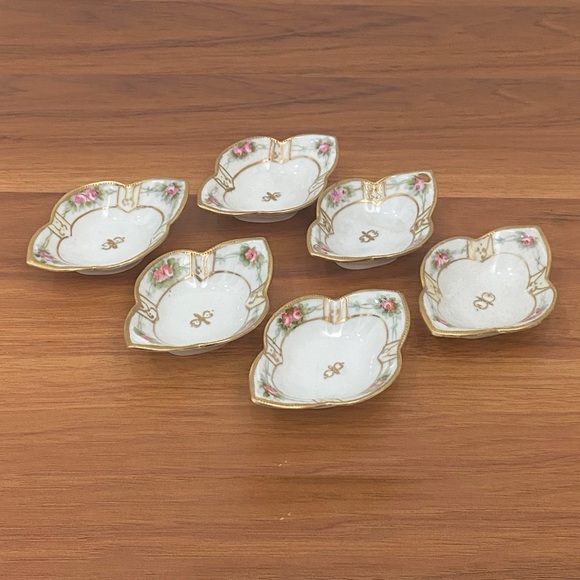 Set of 6 Vintage MORIMURA Nippon Moriage Handpainted Nut Dish Sauce Dip Dishes - Picture 3 of 16